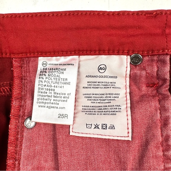 AG Adriano Goldschmied The Prima Cigarette Leg Pant Red Amaryllis Size 25R - Picture 11 of 13